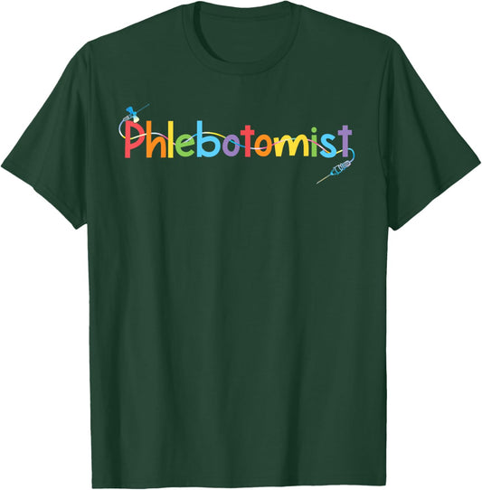TIE DYE Phlebotomist Phlebotomy Technician Nurse Clinical T-Shirt - T-Shirt | Forest