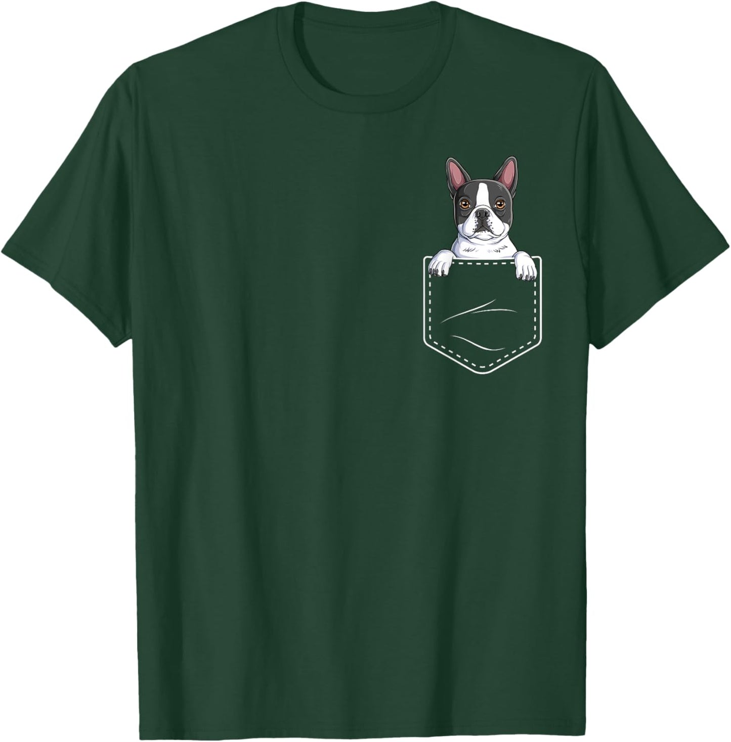 Boston Terrier In The Pocket Cute Boston Terrier Dog Lovers Women Girls Kids T-Shirt - T-Shirt | Forest