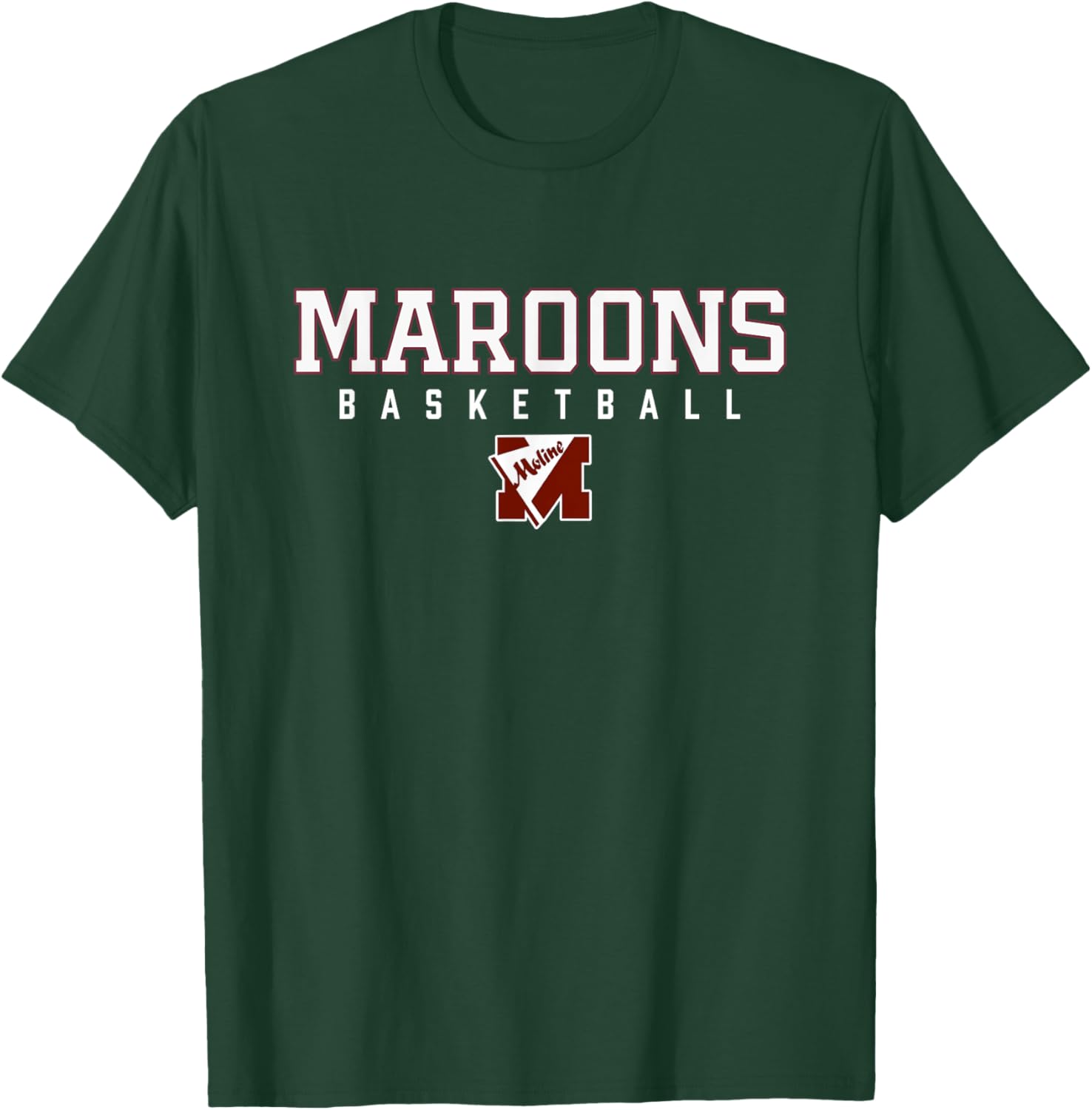 Moline Maroons Logo Basketball HS T-Shirt - T-Shirt | Forest