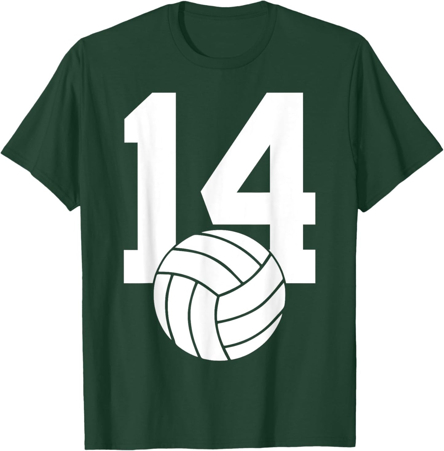 Number 14 Volleyball 14th Birthday T-Shirt - T-Shirt | Forest