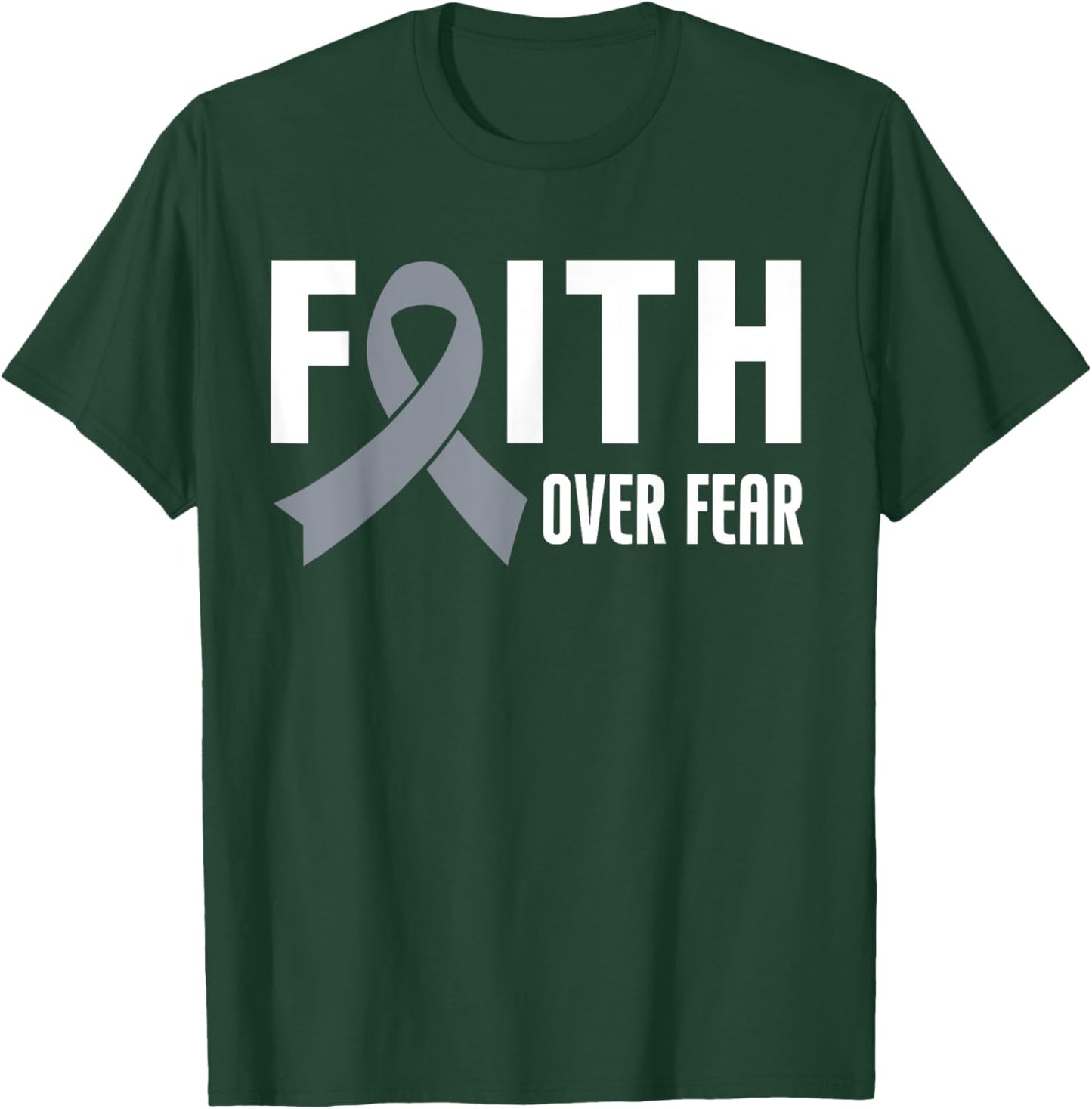 Faith Over Fear Brain Cancer Awareness Month Brain Tumor Men T-Shirt - T-Shirt | Forest