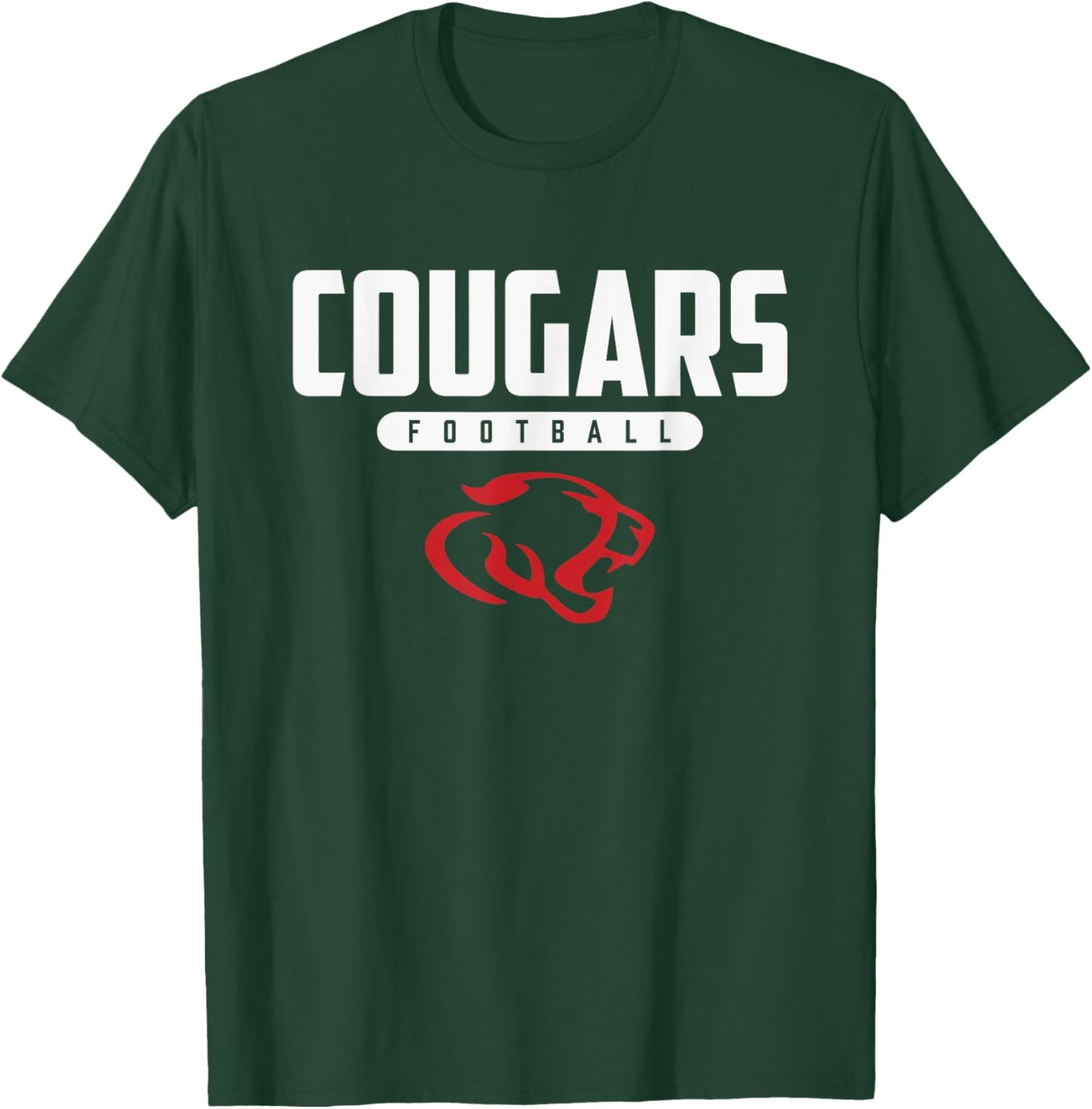Crosby Cougars Logo Football HS T-Shirt - T-Shirt | Forest
