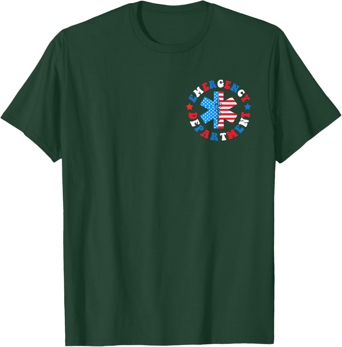 Emergency Department 4th of July USA Emergency Room Nurse T-Shirt - T-Shirt | Forest