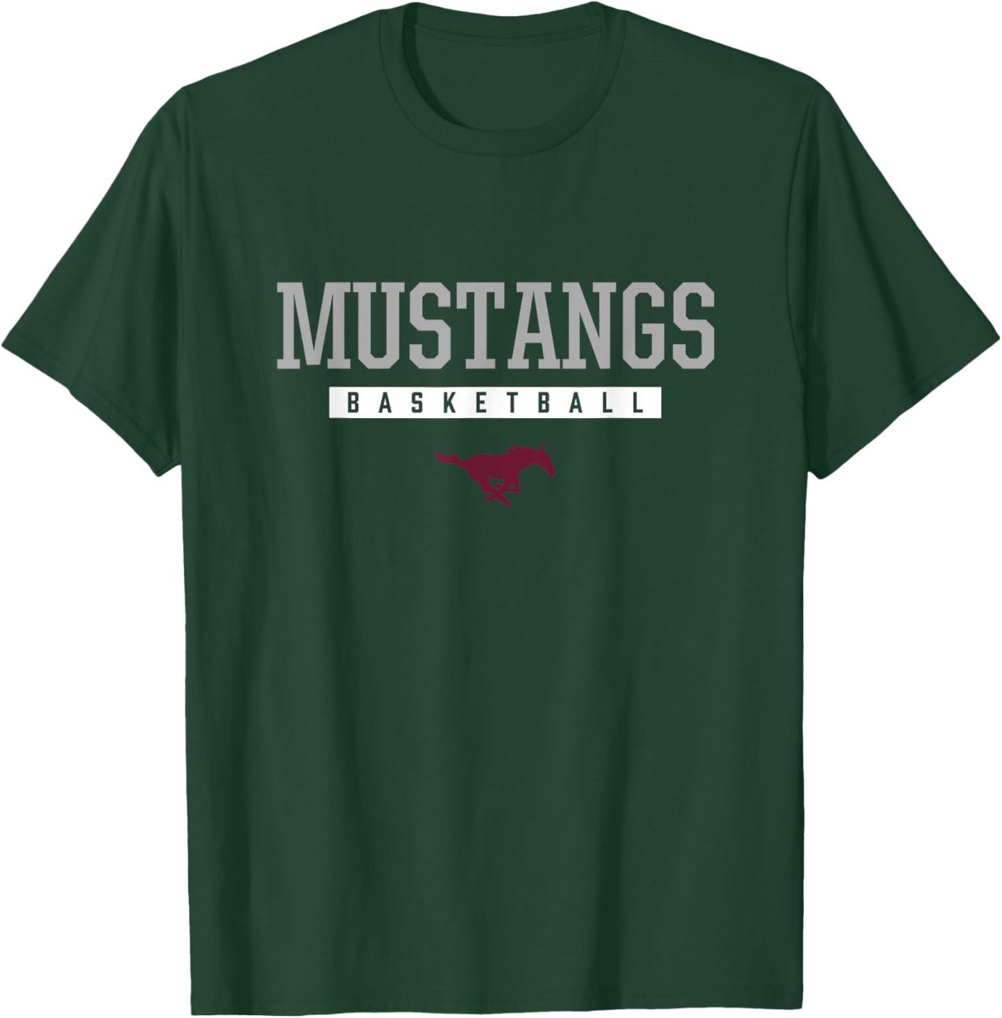 Clifton Mustangs Logo Basketball HS T-Shirt - T-Shirt | Forest
