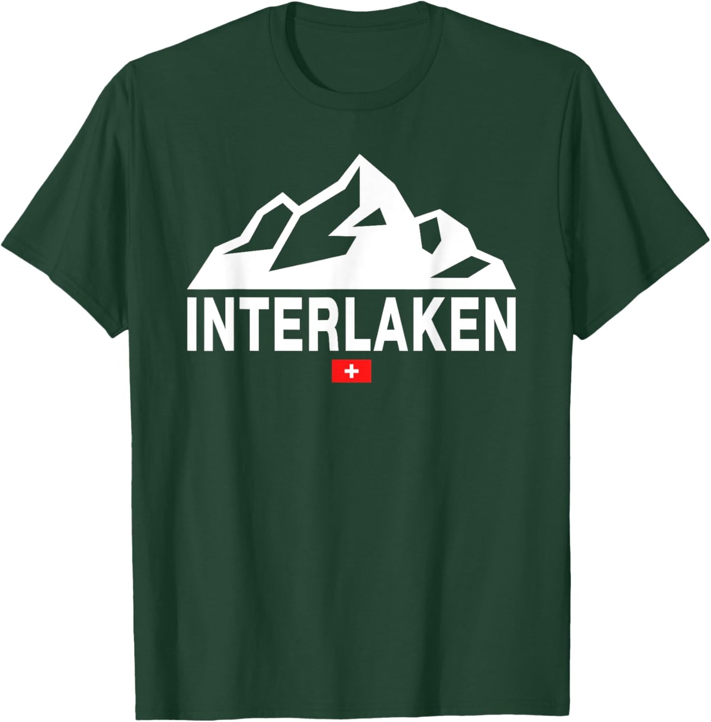 Interlaken Switzerland Swiss Flag Swiss Mountains T-Shirt - T-Shirt | Forest