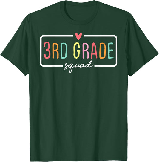 3rd Grade Team Crew Third Grade Squad Back To School Teacher Women Girls Kids T-Shirt - T-Shirt | Forest