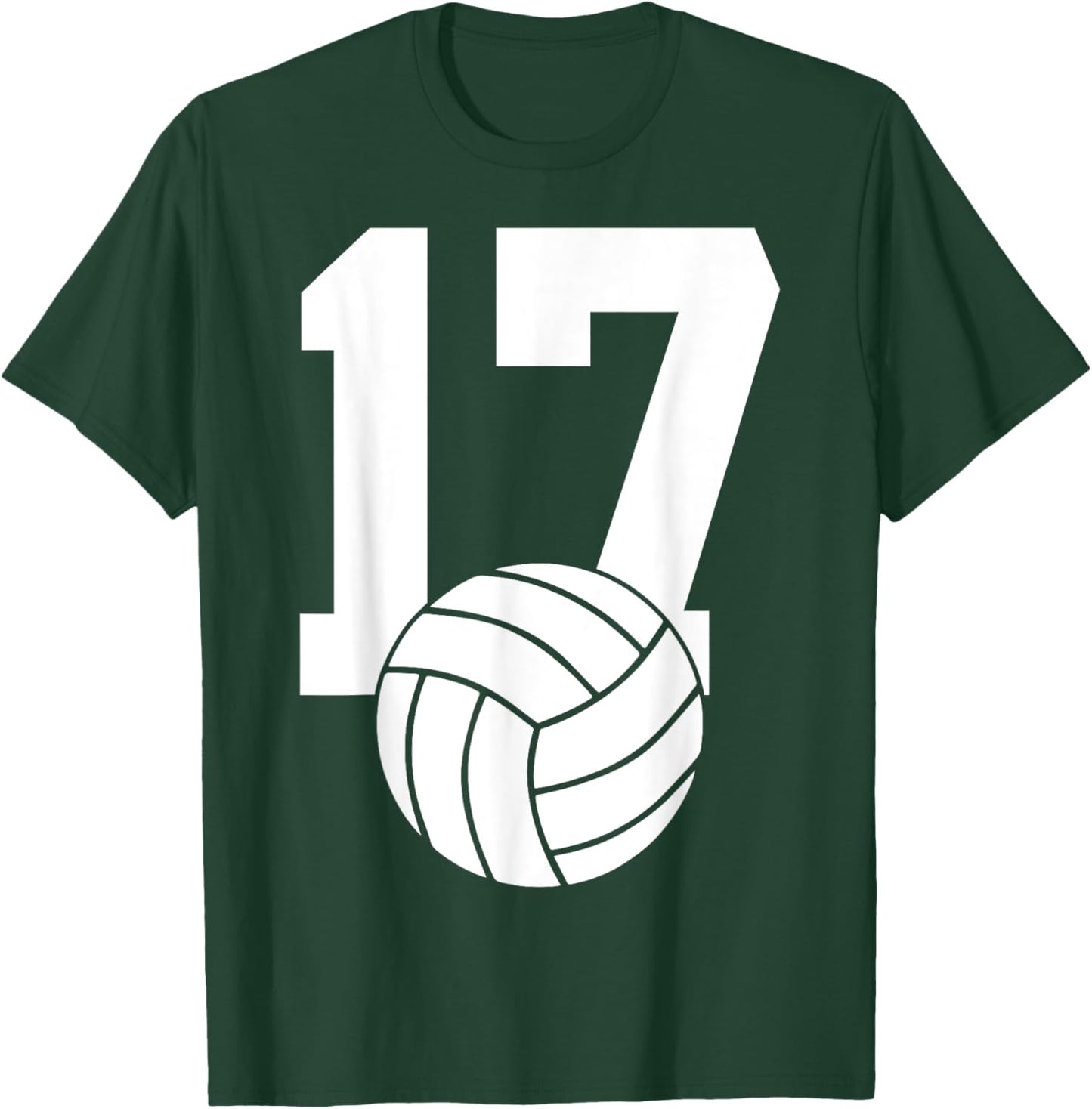 Number 17 Volleyball 17th Birthday T-Shirt - T-Shirt | Forest