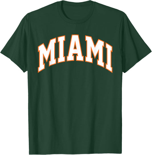 Retro Miami Men Miami Women Vintage Classic Orange Green FL T-Shirt - T-Shirt | Forest