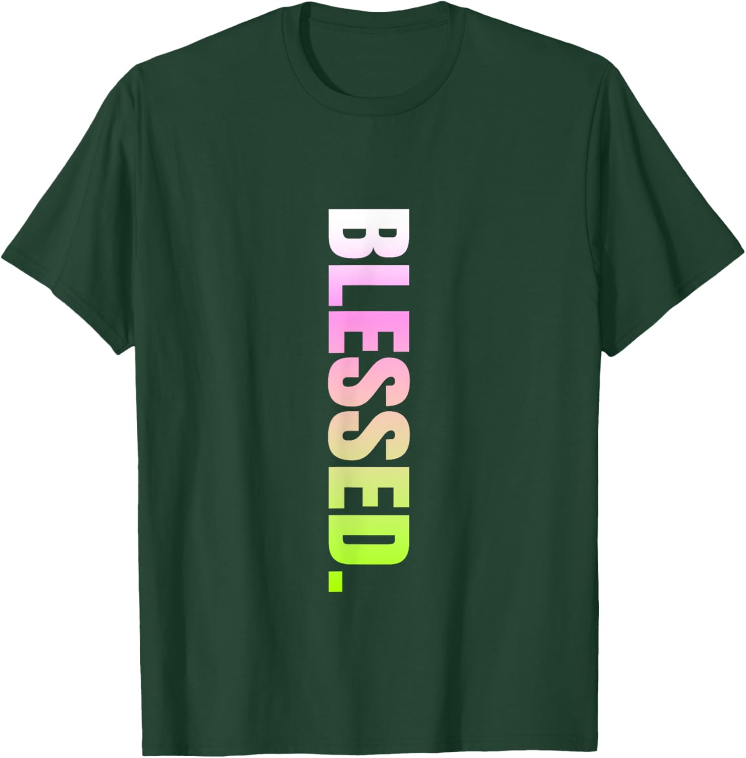 Pink and Green Blessed. Vertical Green and Pink Graphic T-Shirt - T-Shirt | Forest