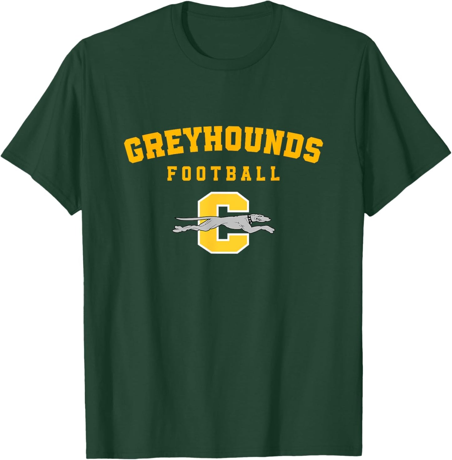 Carmel Greyhounds Logo Vertical Arch Football HS T-Shirt - T-Shirt | Forest