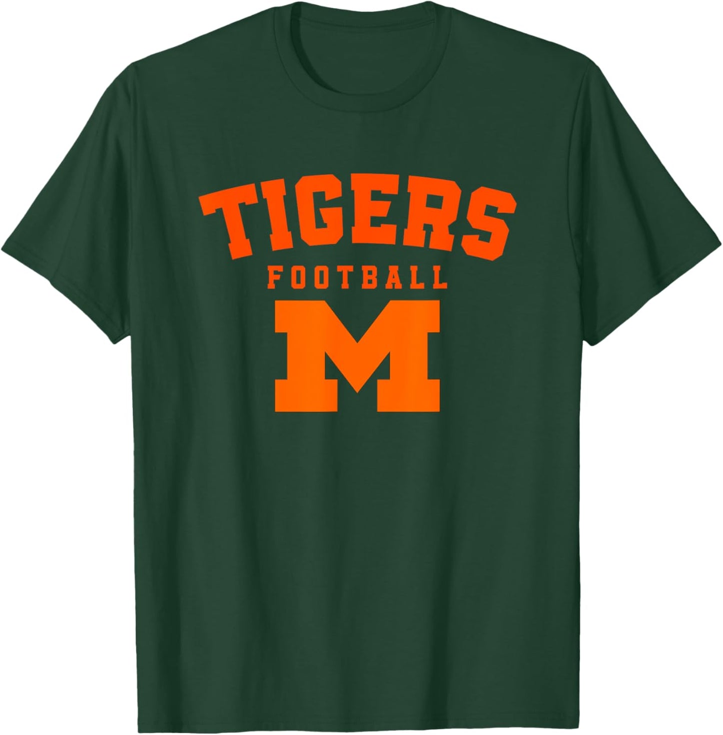 Massillon Tigers Logo Vertical Arch Football HS T-Shirt - T-Shirt | Forest