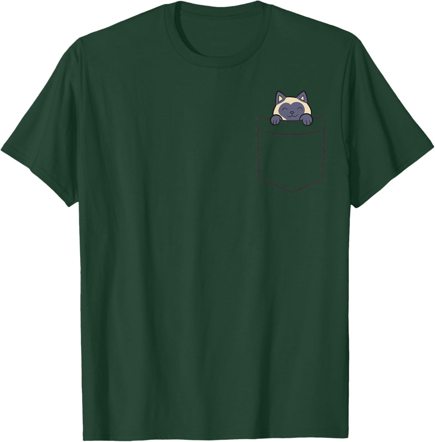 Siamese Cat In A Pocket Funny Pocket Siamese Cat T-Shirt - T-Shirt | Forest