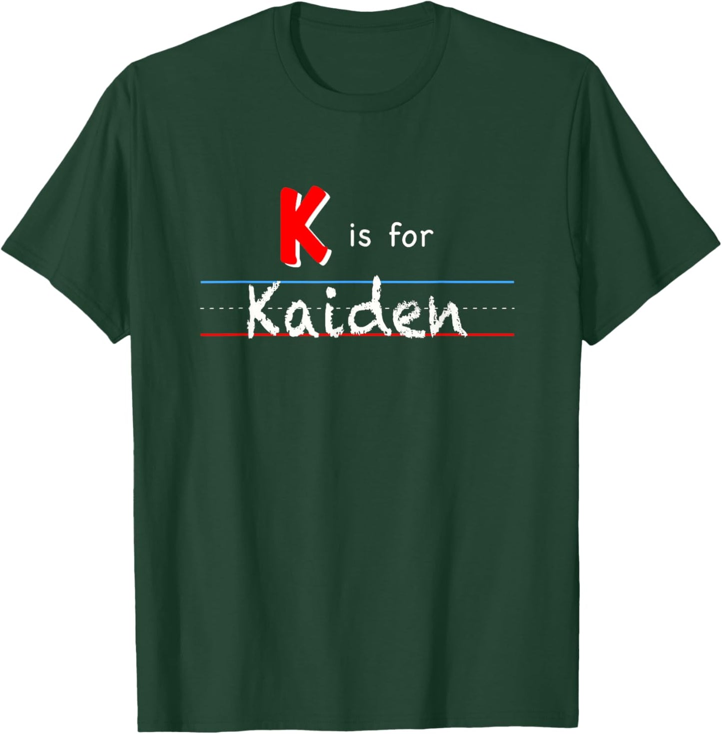 K Is For Kaiden, boys custom personalized name kids school T-Shirt - T-Shirt | Forest