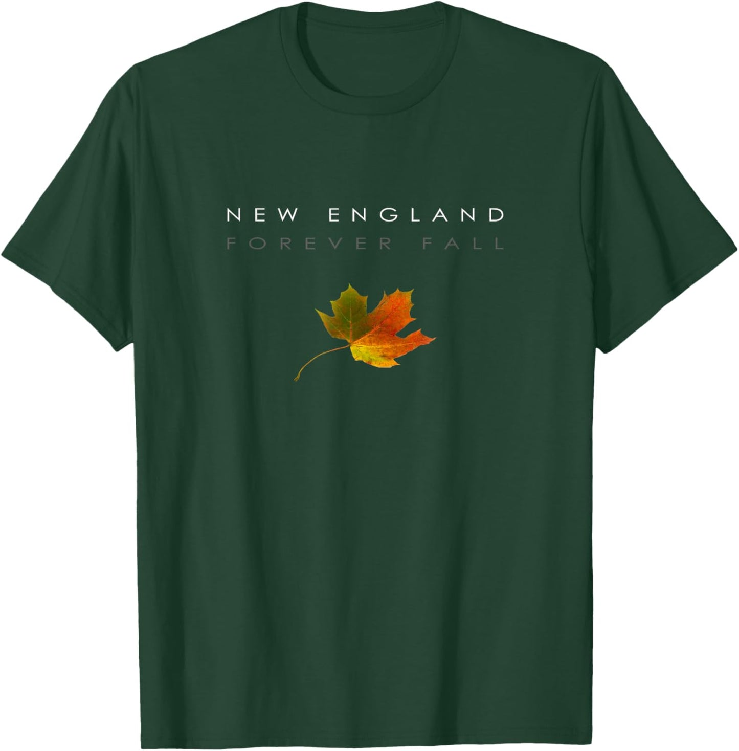 New England - Fall - Autumn - Minimalist - Falling Leaf T-Shirt - T-Shirt | Forest