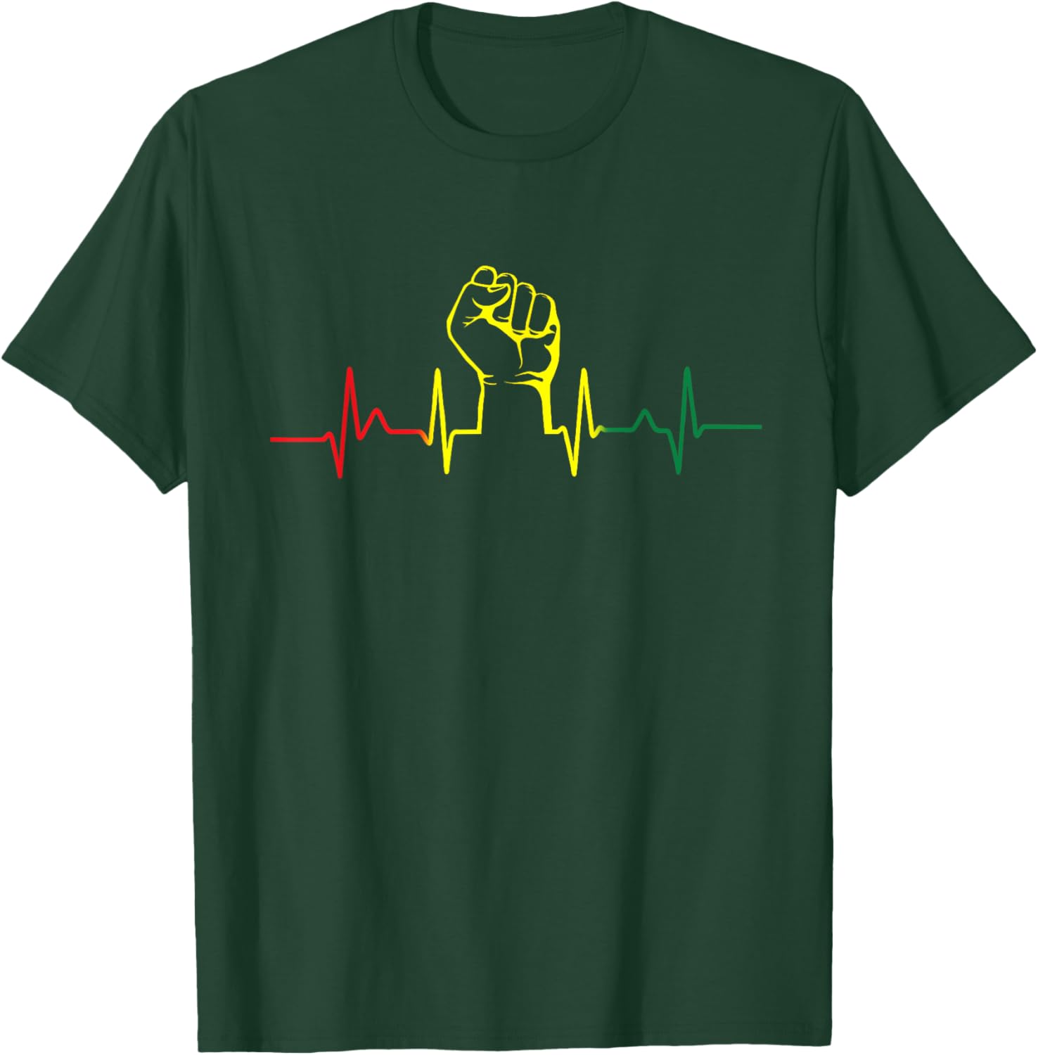 Black Power Fist Heartbeat African American Pride Men Women T-Shirt - T-Shirt | Forest