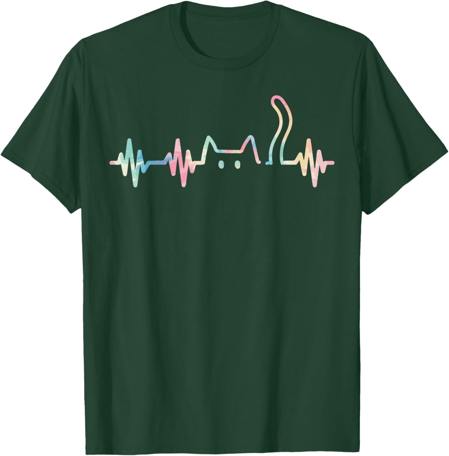 Cat Heartbeat Cute Kitten Kitty Pulse Women Girls Kids Men T-Shirt - T-Shirt | Forest