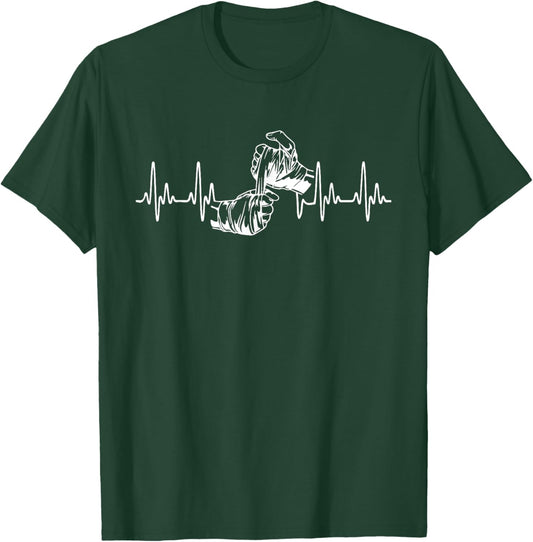 Bare Knuckle Boxing Heartbeat Boxing Hand Fighting Sport T-Shirt - T-Shirt | Forest