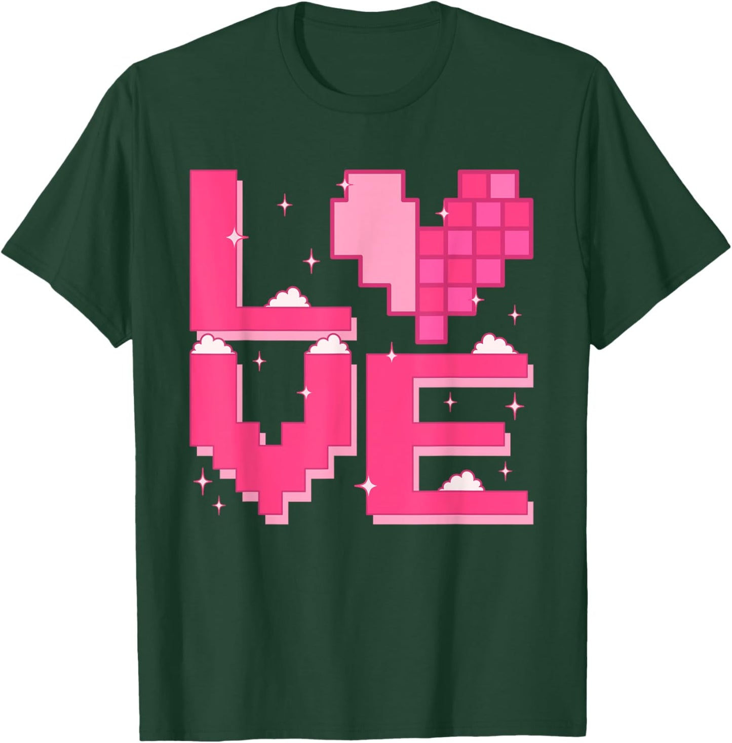 Love Heart Pixel Retro Gaming Costume 80s 90s Kawaii Outfit T-Shirt - T-Shirt | Forest