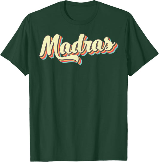 Madras Retro Art Baseball Font Vintage T-Shirt - T-Shirt | Forest