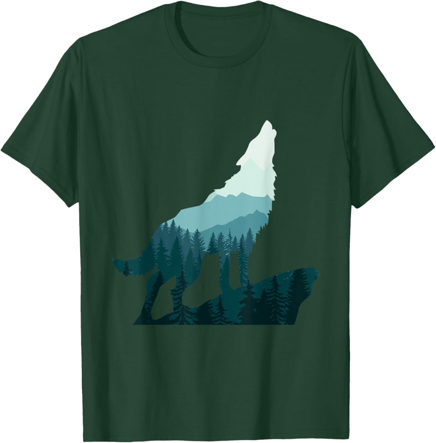 Landscape Outdoor Nature Forest Mountains Camping Wolf Howls T-Shirt - T-Shirt | Forest