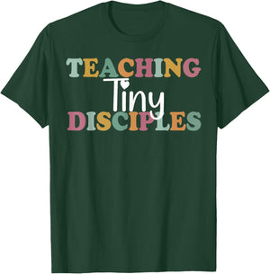 Teaching Tiny Disciples Christian Homeschool Teacher Mama Men Women T-Shirt - T-Shirt | Forest