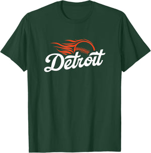 Detroit Baseball Vintage Minimalist Retro Baseball Lover T-Shirt - T-Shirt | Forest