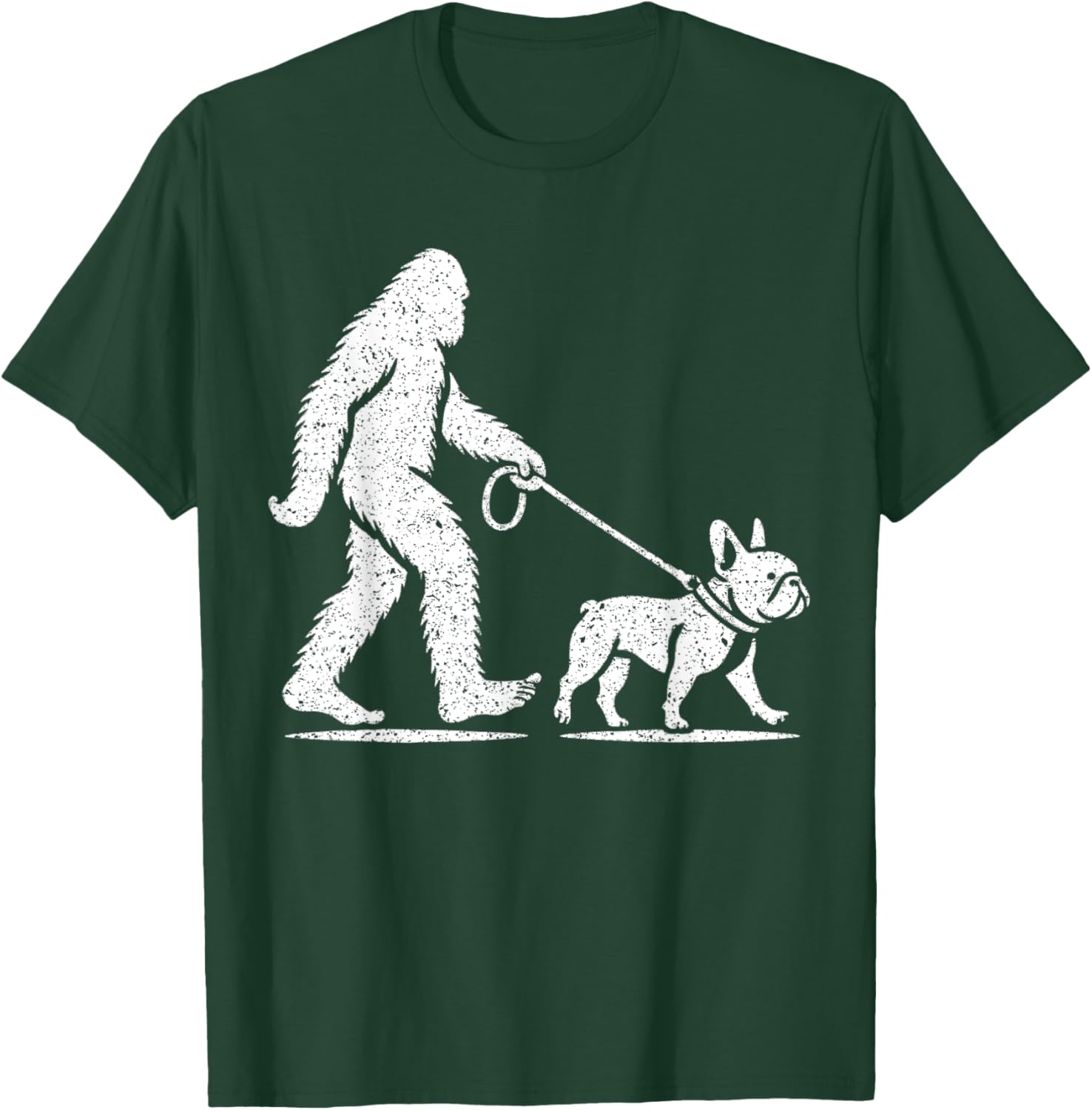 Bigfoot Walking A French Bulldog Sasquatch Design Men Women Kids T-Shirt - T-Shirt | Forest