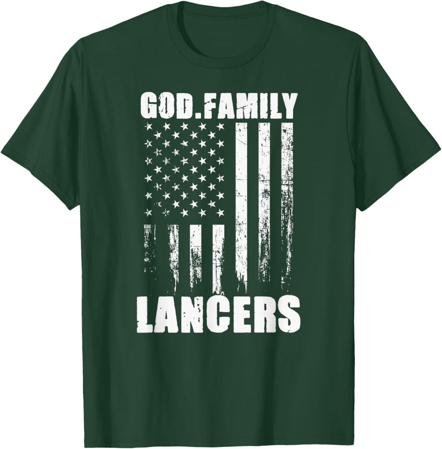 Lakewood Lancers God. Family. Vintage USA Flag T-Shirt - T-Shirt | Forest