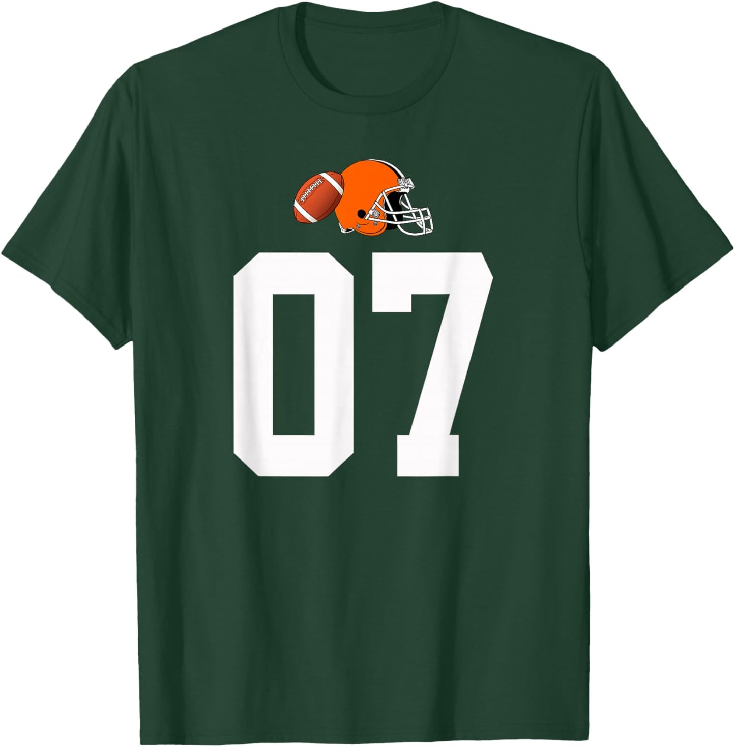 American Football Helmet Style Vintage Number 07 T-Shirt - T-Shirt | Forest
