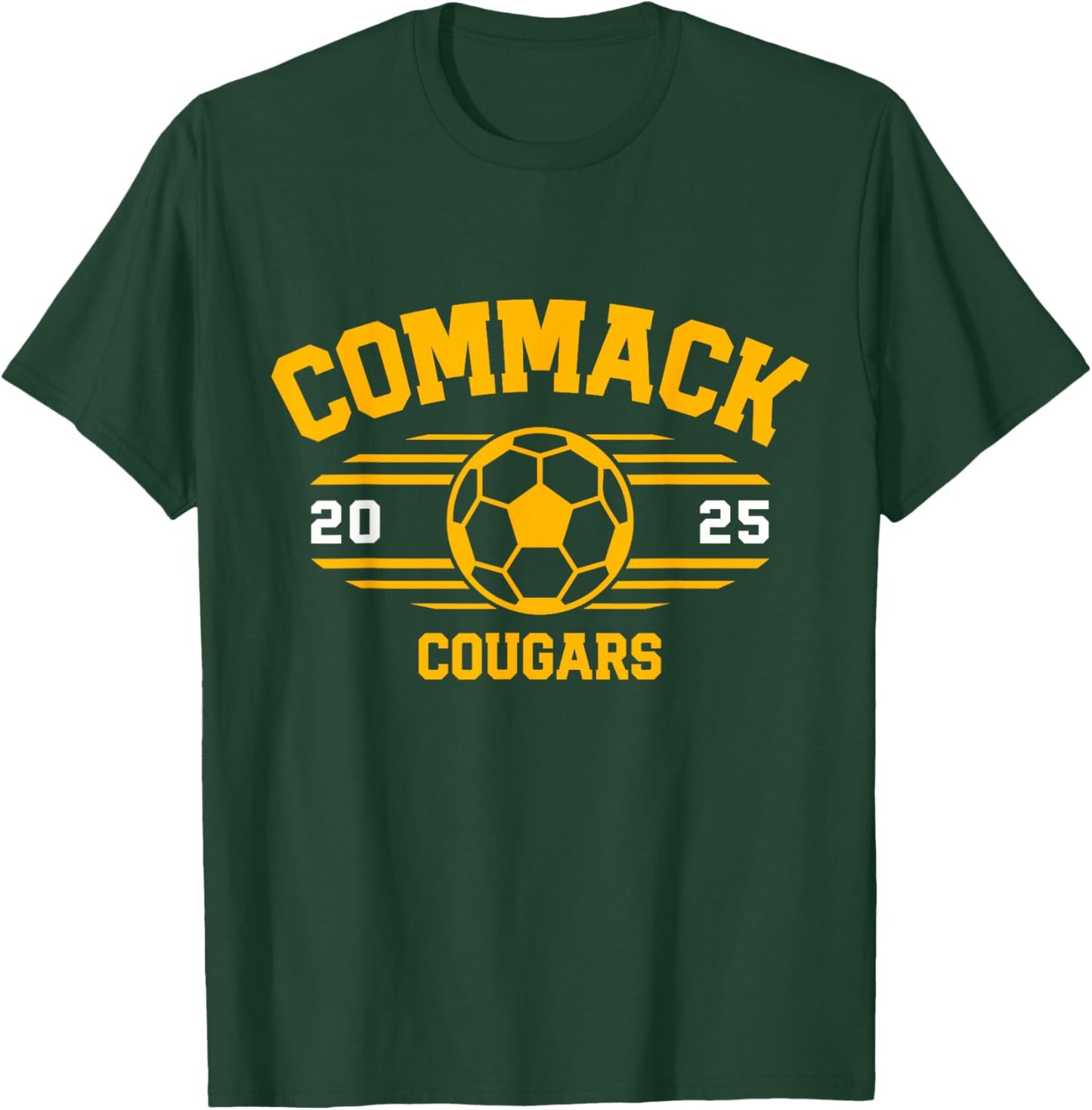Commack Cougars Soccer Ball 2025 T-Shirt - T-Shirt | Forest