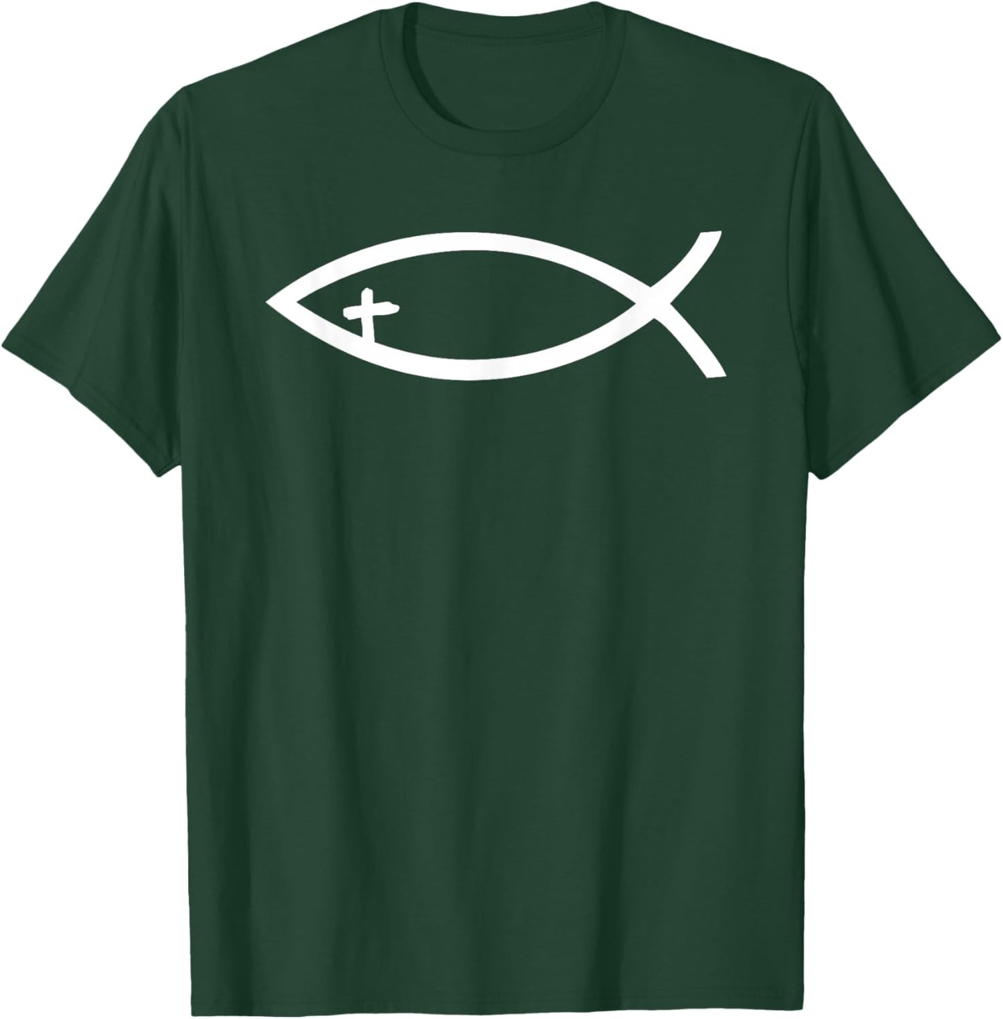 Ichthus Ichthys Fish Cross Jesus Symbol Christian T-Shirt - T-Shirt | Forest