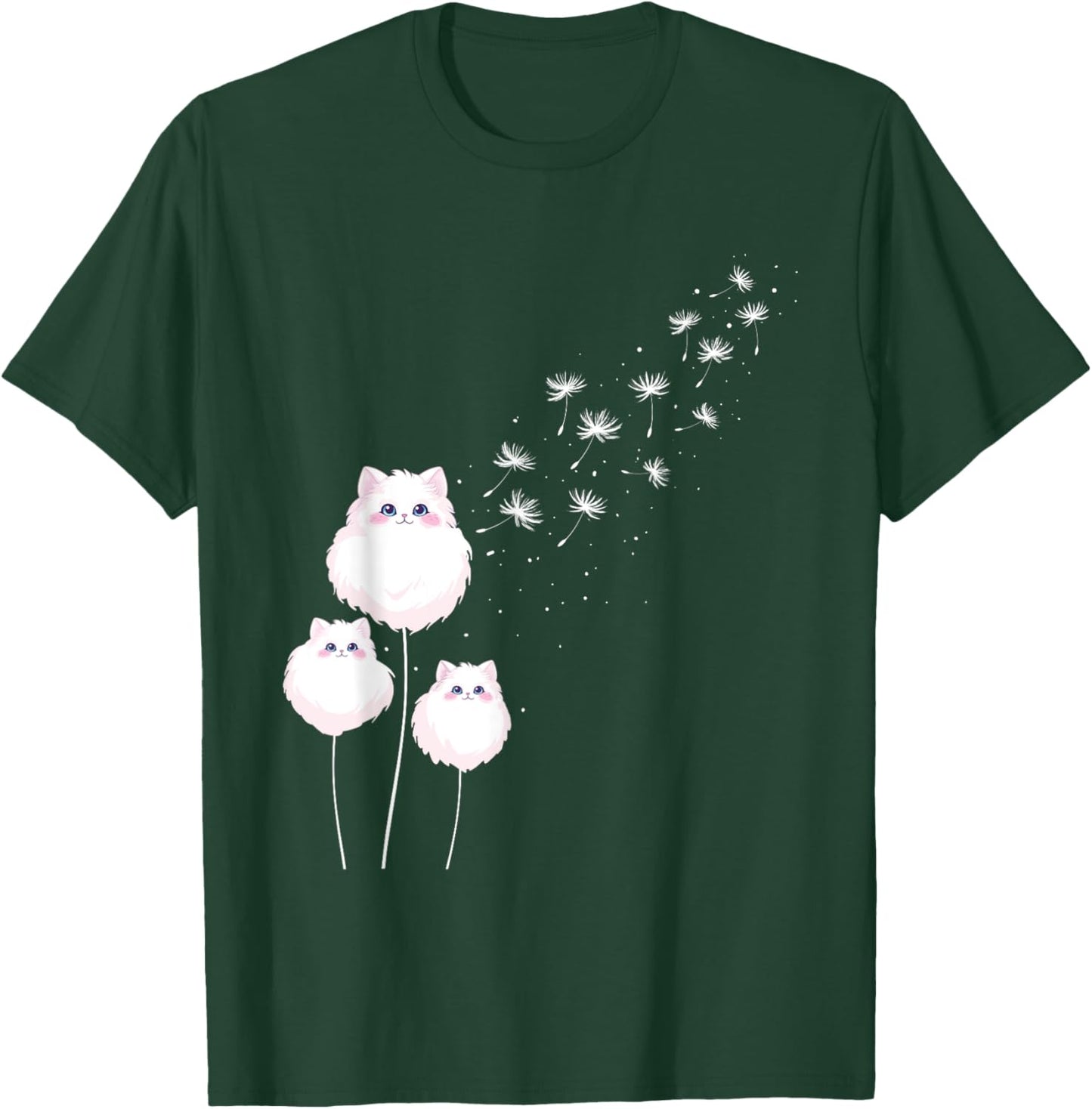 Cute Cat Dandelions - Cat Lover Kitten Owner Kitty Men Women Girls Kids T-Shirt - T-Shirt | Forest