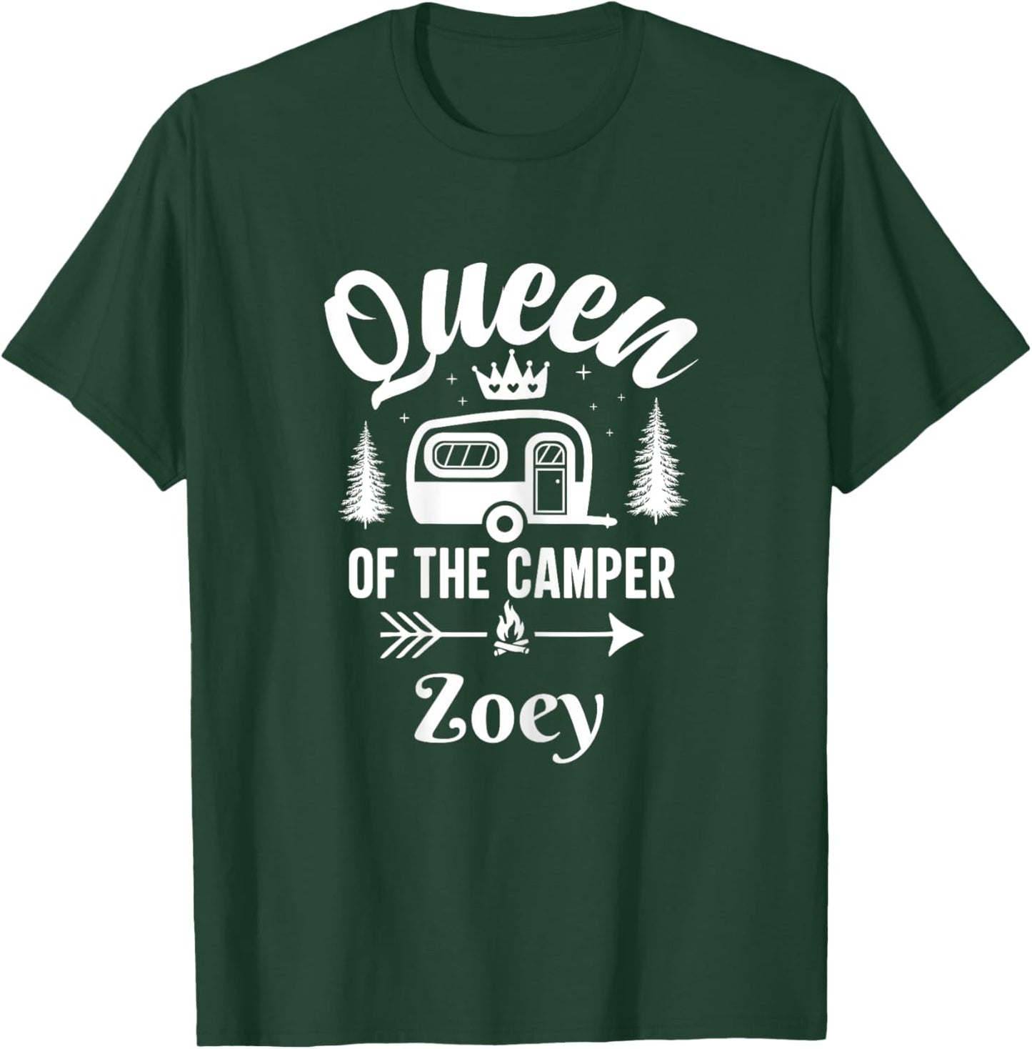 Queen of the Camper Zoey, Camping Outfit Adventure Nature T-Shirt - T-Shirt | Forest