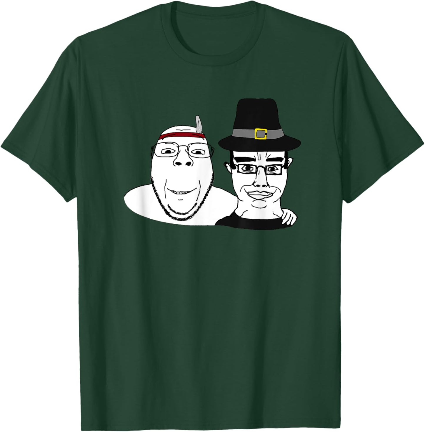Soyjak Wojak Soyboy Thanksgiving Pilgrim Native America Chud T-Shirt - T-Shirt | Forest