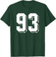 Number 93 BACKSIDE - Retro 80s 90s Team Jersey Numbered T-Shirt - T-Shirt | Forest
