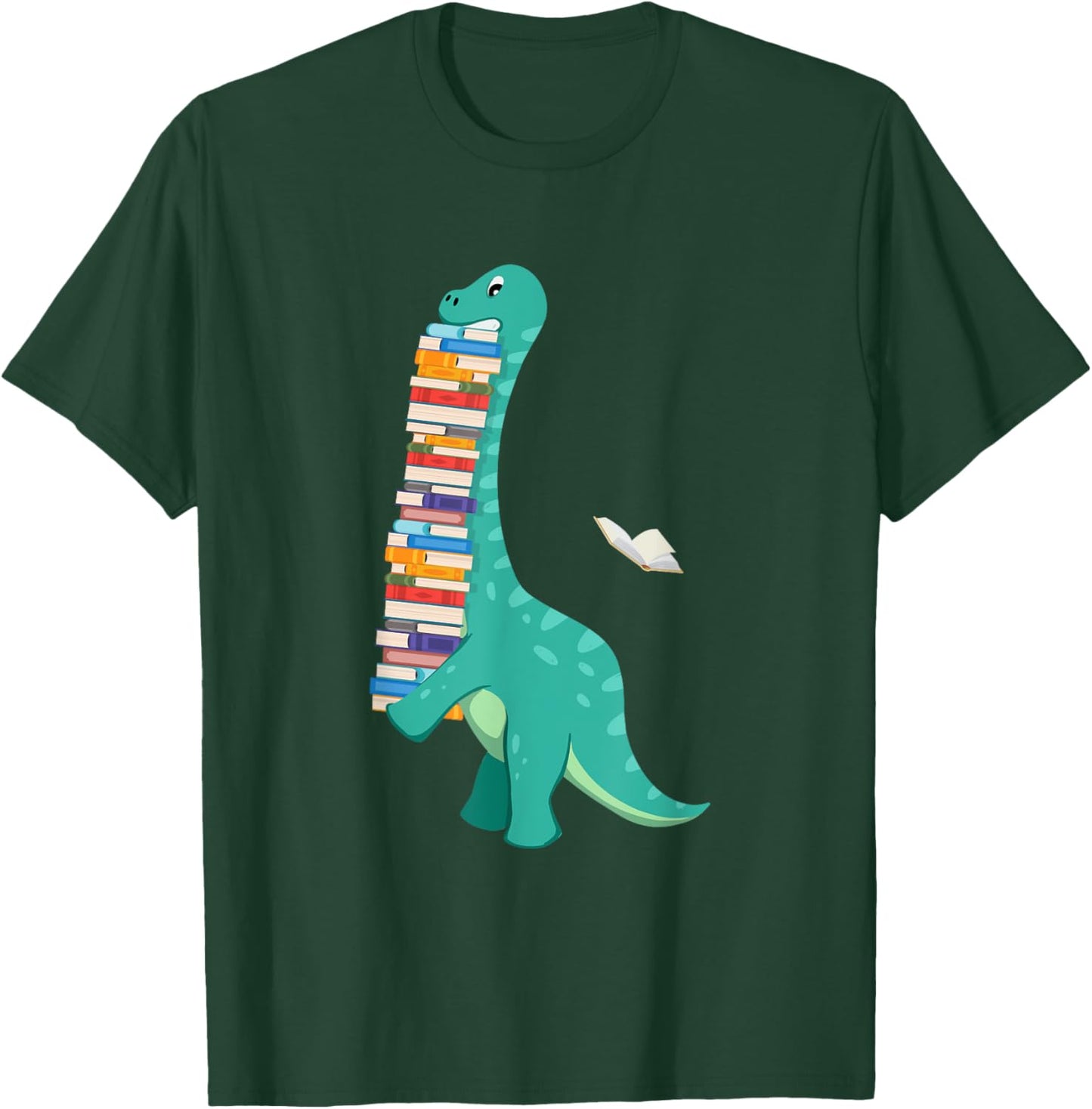 Book Dinosaur - Book Lover Reading Bookworm Reader T-Shirt - T-Shirt | Forest