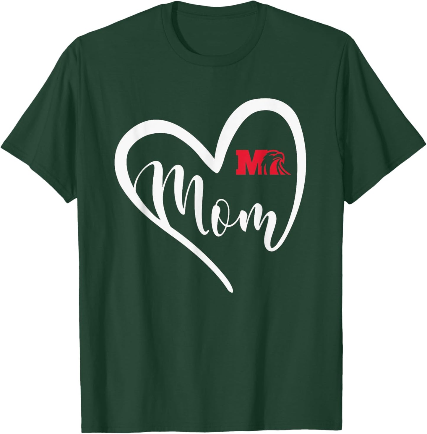 Milford Eagles Logo Heart Mom HS T-Shirt - T-Shirt | Forest