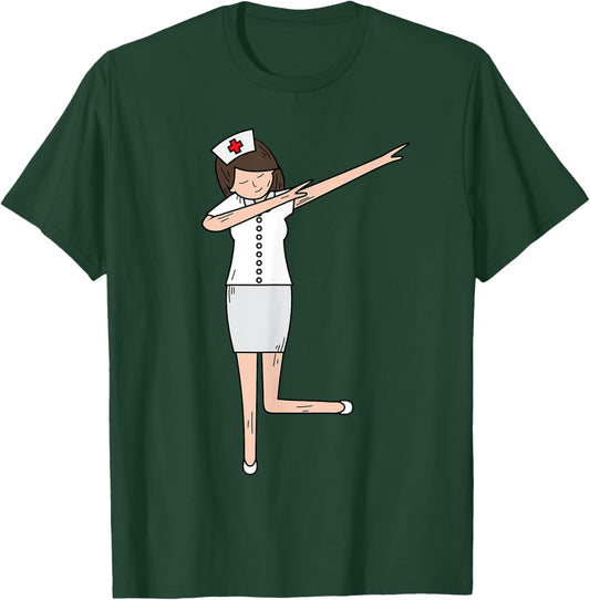 Best Dabbing Nurse Design Girls RN Emergency Nurse T-Shirt - T-Shirt | Forest