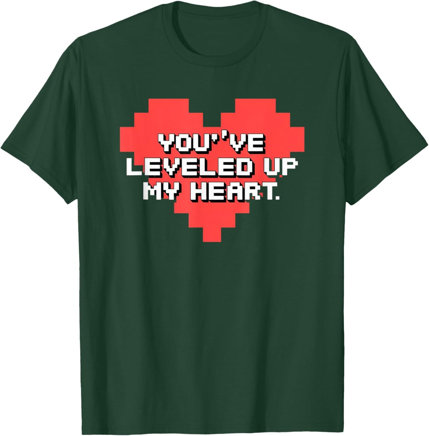 You've Leveled Up My Heart Gamer Love Valentine's Day Retro T-Shirt - T-Shirt | Forest