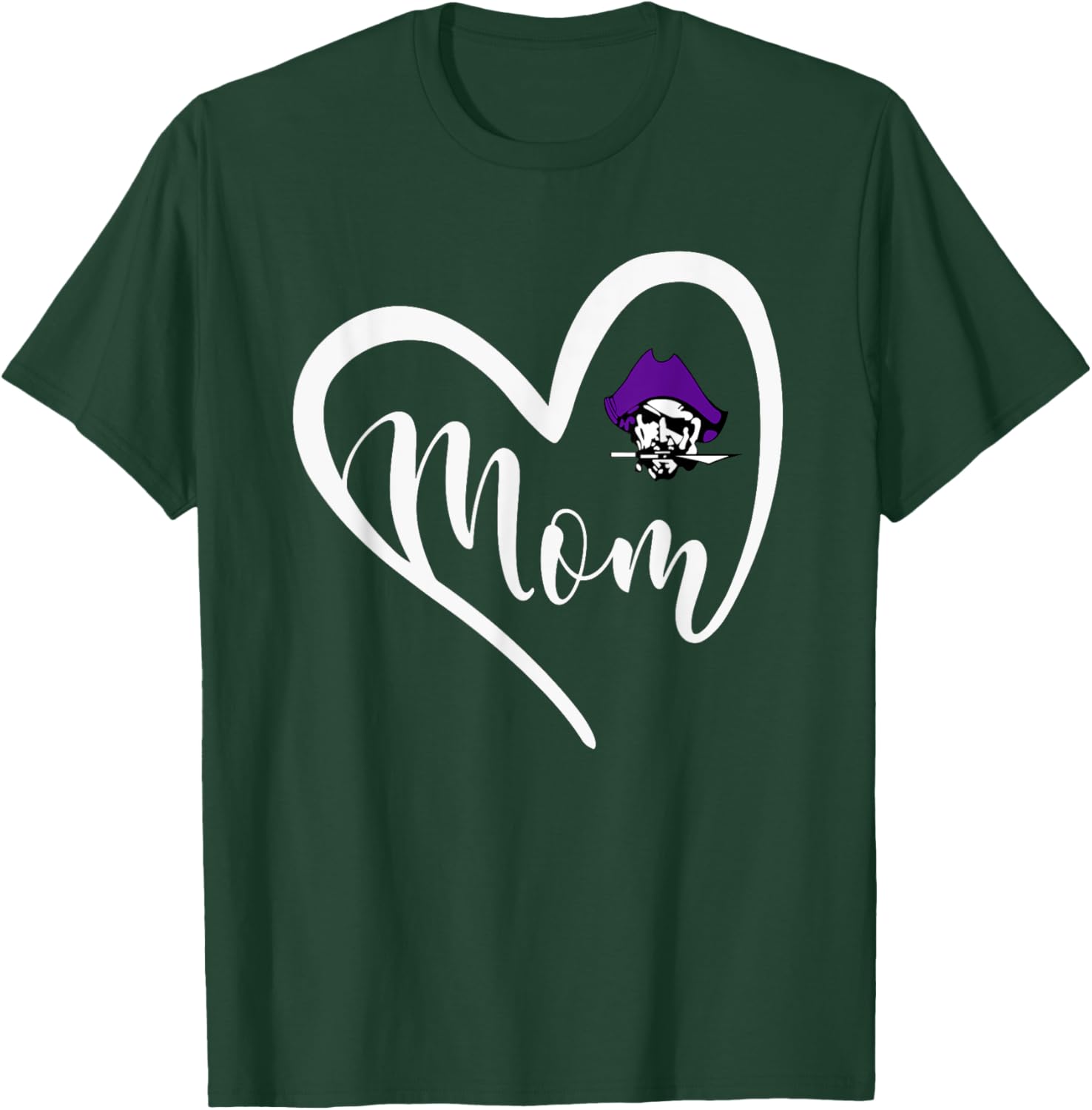 Merrillville Pirates Logo Heart Mom HS T-Shirt - T-Shirt | Forest