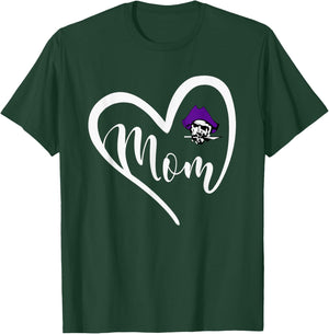 Merrillville Pirates Logo Heart Mom HS T-Shirt - T-Shirt | Forest