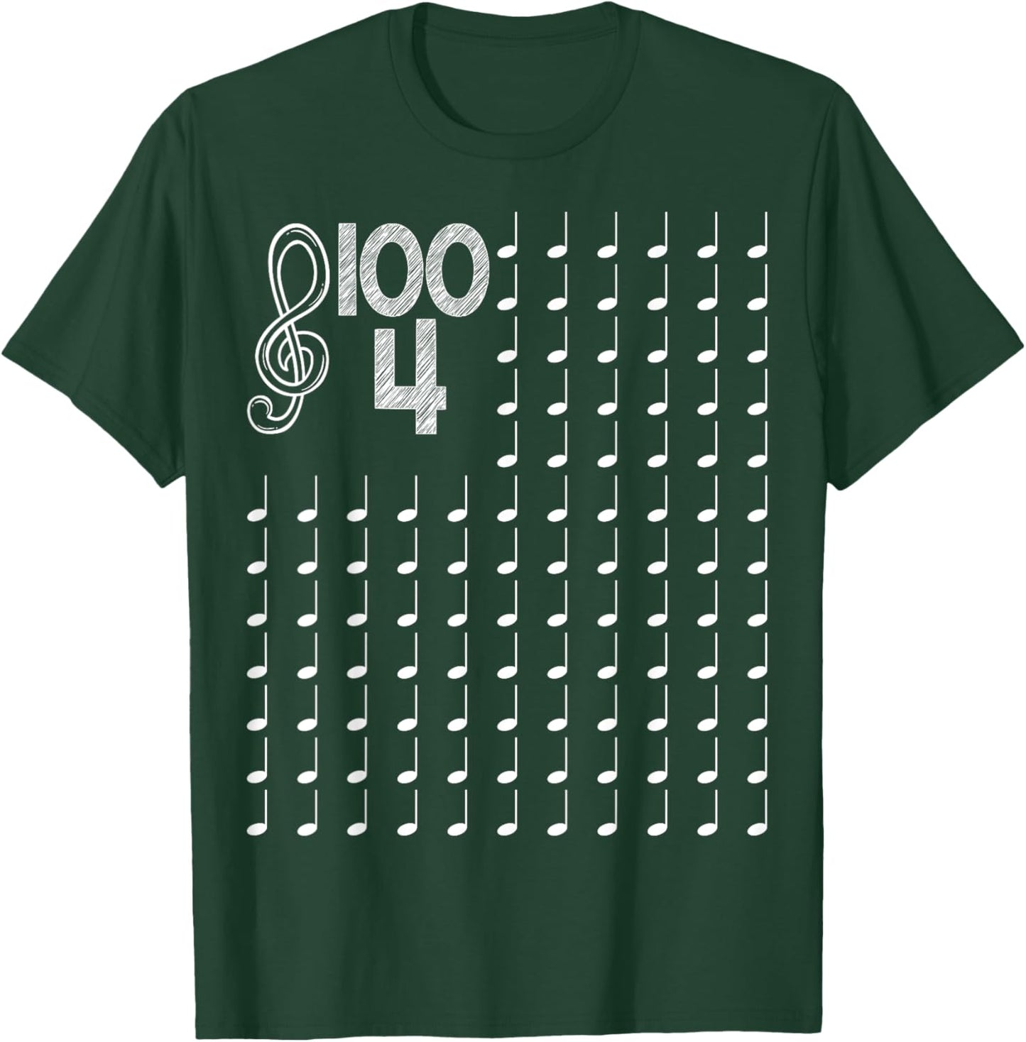 100th Day of School Musical Notes Music Teacher Kids T-Shirt - T-Shirt | Forest