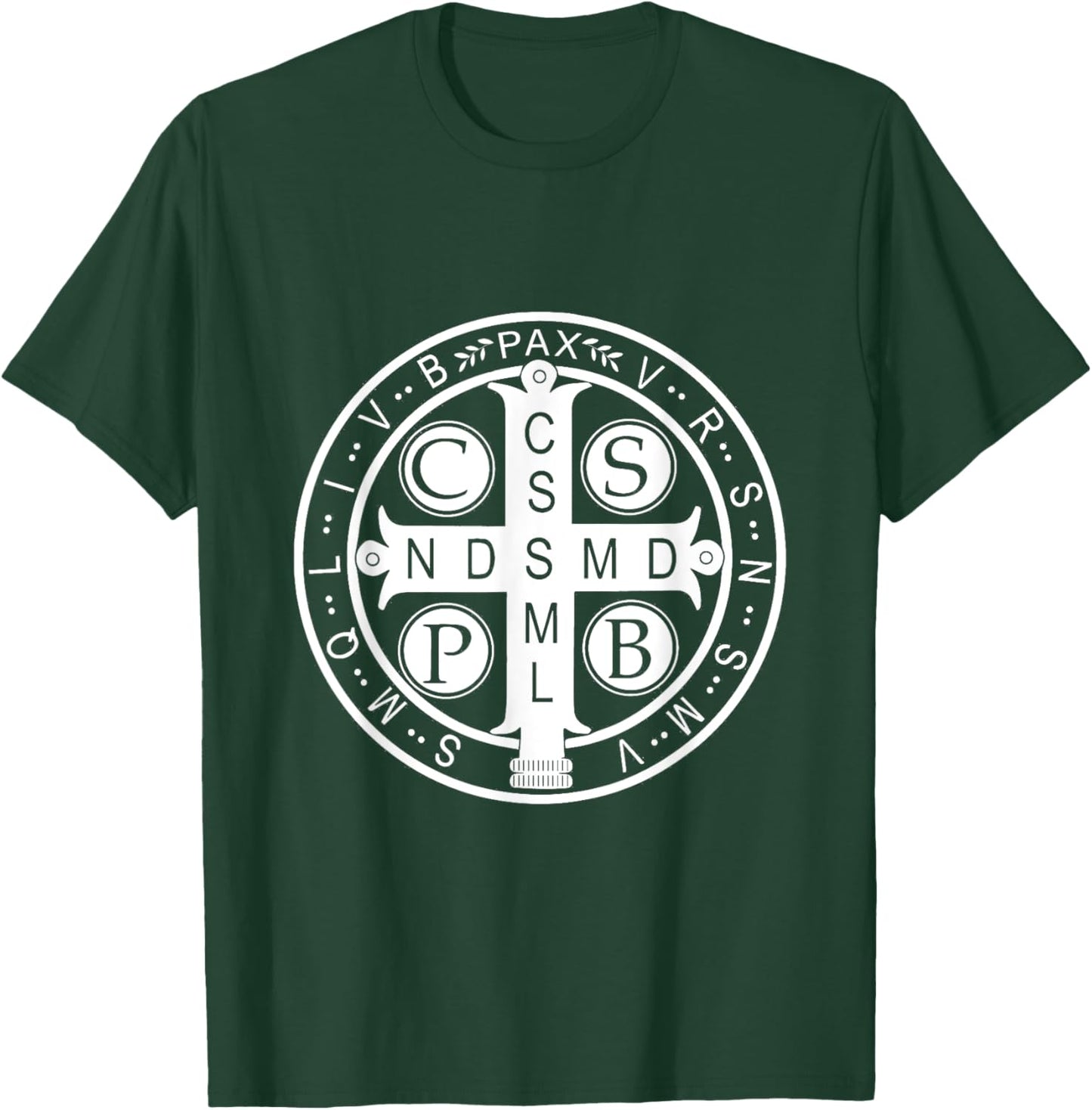St. Benedict Medal - Traditional Latin Catholic Christian T-Shirt - T-Shirt | Forest