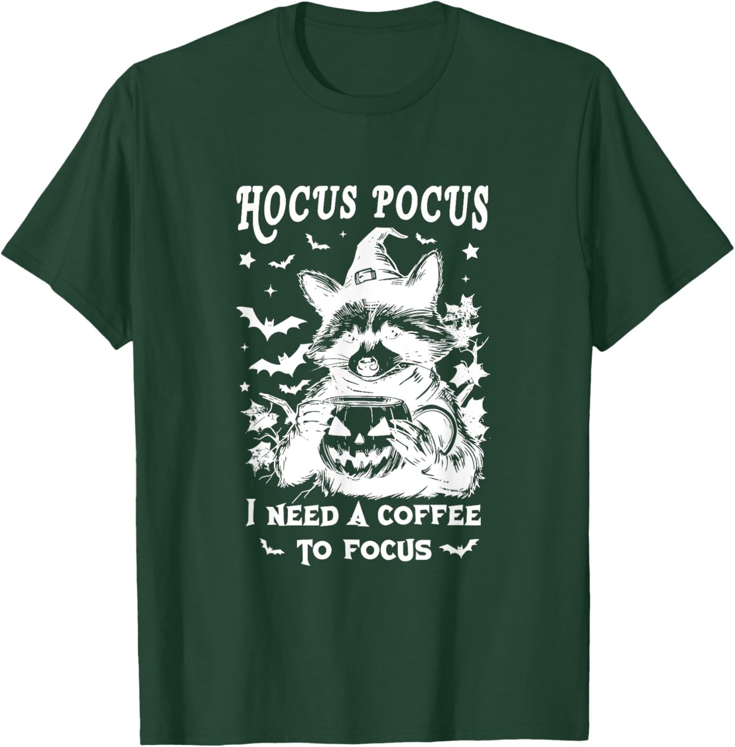 Hocus Pocus I Need To Focus Raccoon Halloween Witch Raccoon T-Shirt - T-Shirt | Forest