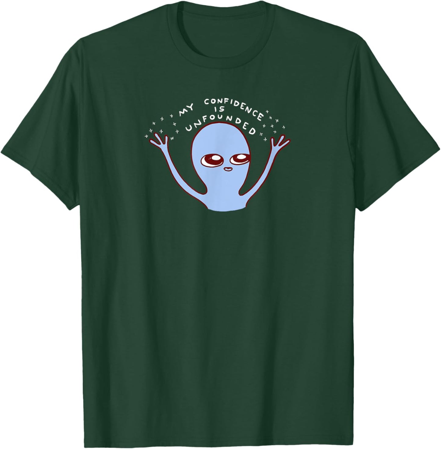 Threadless Nathan W. Pyle Strange Planet Confidence Graphic T-Shirt - T-Shirt | Forest