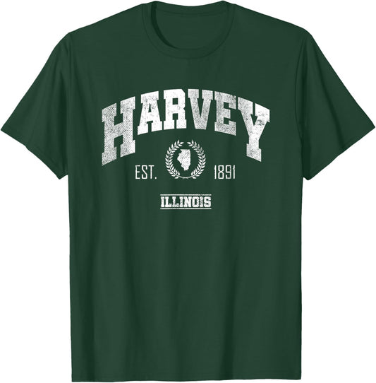 Harvey IL | Illinois | Vintage Throwback T-Shirt - T-Shirt | Forest