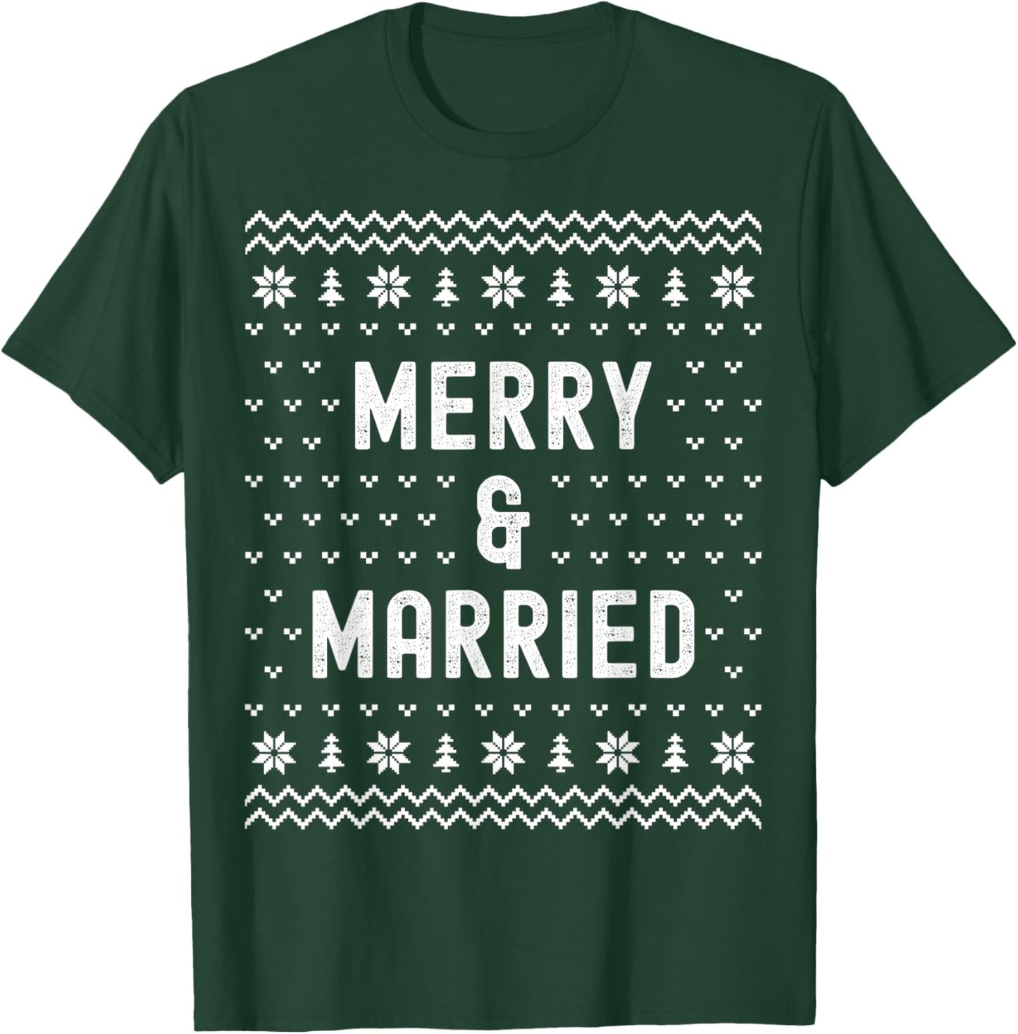 Merry & Married Matching Couples First Christmas as Mr & Mrs T-Shirt - T-Shirt | Forest