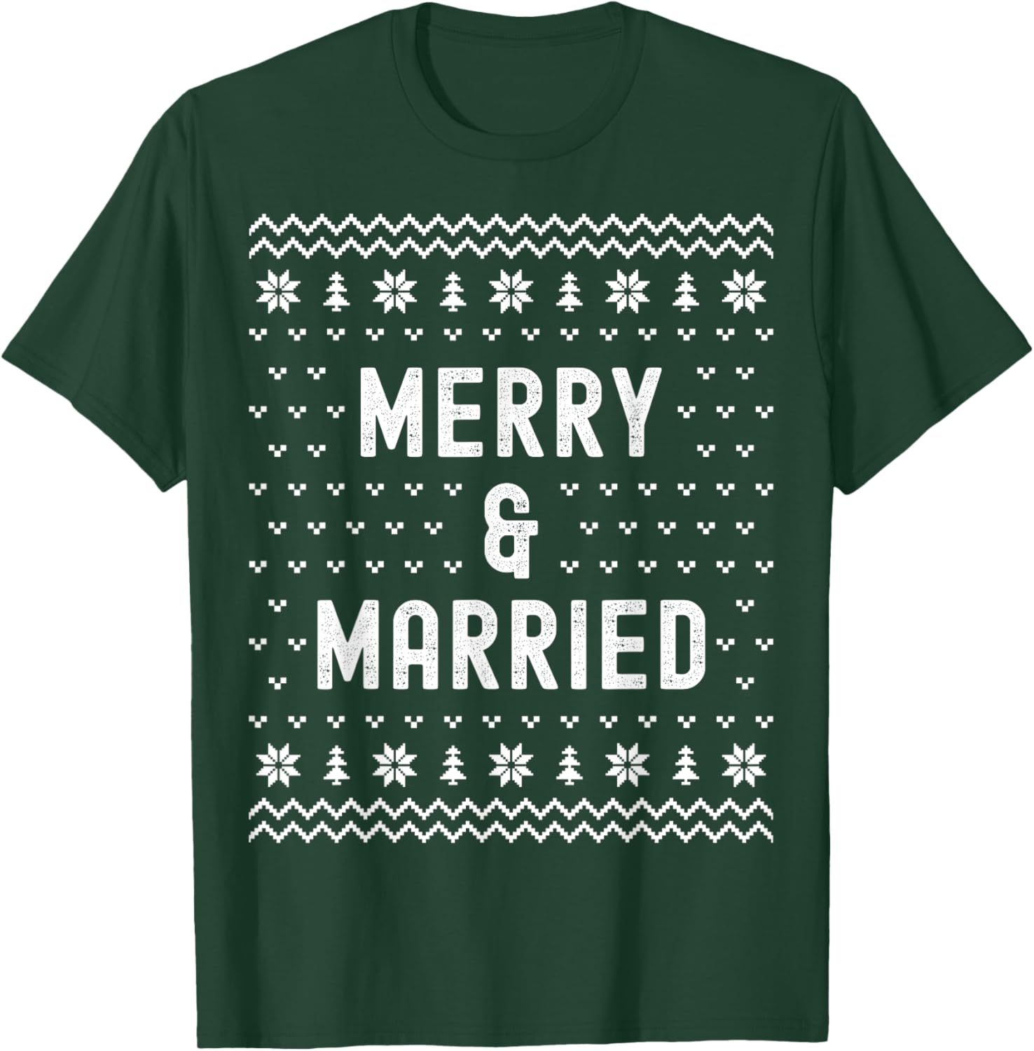 Merry & Married Matching Couples First Christmas as Mr & Mrs T-Shirt - T-Shirt | Forest