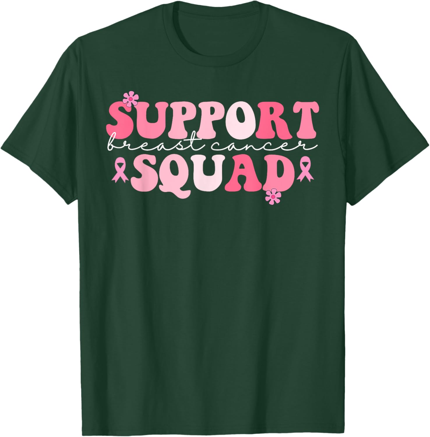Pink Groovy Support Squad Breast Cancer Awareness Month T-Shirt - T-Shirt | Forest