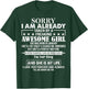 Sorry I Am Already Taken By A Freaking Awesome Girl JANUARY T-Shirt - T-Shirt | Forest